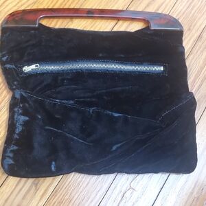 Vintage Evening Elegant Black Velvet  Clutch Bag Womens